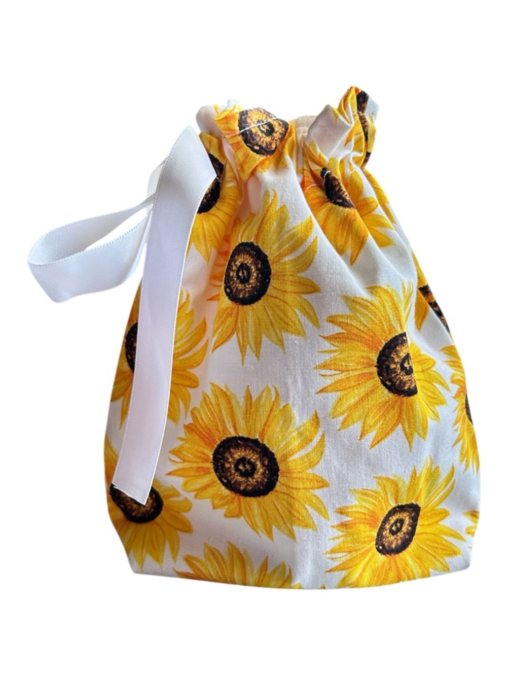 Hand Crafted Colorful Floral Sunflowers Reusable Eco Friendly Fabric Gift Bag